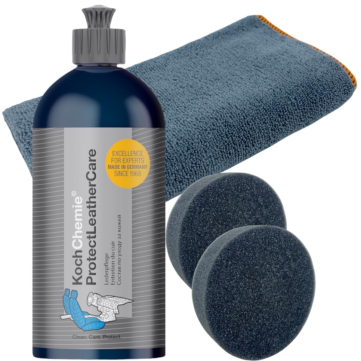 DFT Lederpflege Set Koch Chemie Protect Leather Care 500 ml inkl Applicator und Microfasertuch für Leder von DFT