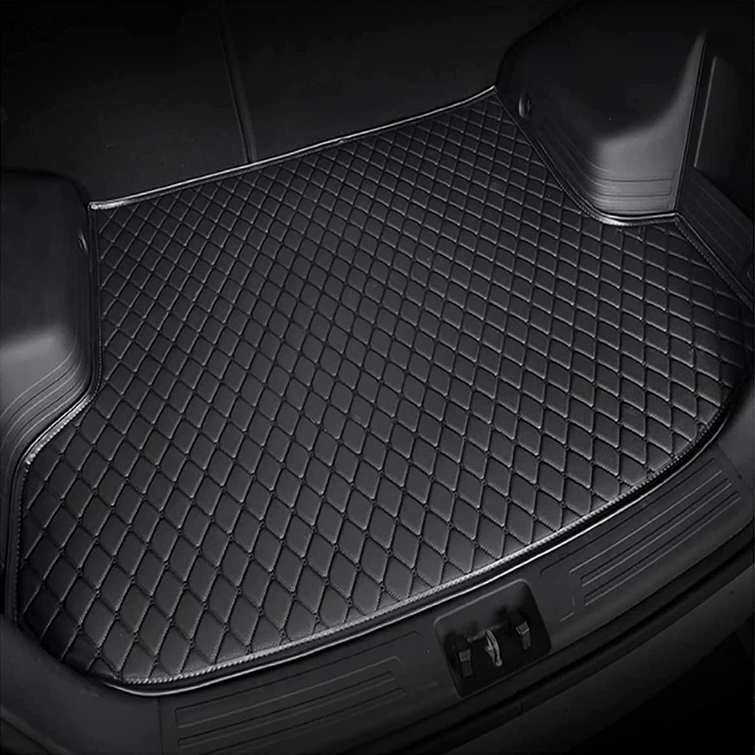 Auto Kofferraummatte für Audi A3 Cabrio (8V) 2016-2020, Auto Leder Kofferraumwanne Wasserdicht Schutzmatte, Teppiche Zubehör,A/All Black von DGCS