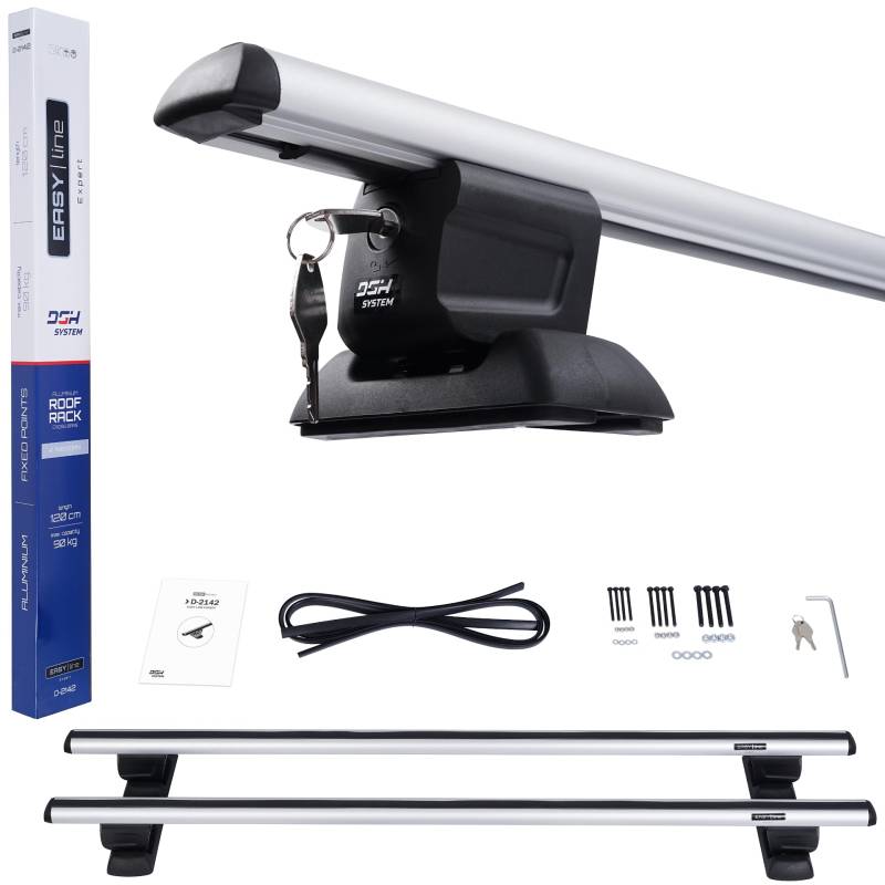 DGH SYSTEM Easy Line Expert Kompletter Aluminium-Dachträger Relingträger kompatibel mit Ford C-Max (mk I) MPV 2003-2010 mit Befestigungspunkte abschließbar, Nutzlast 90 kg von DGH System