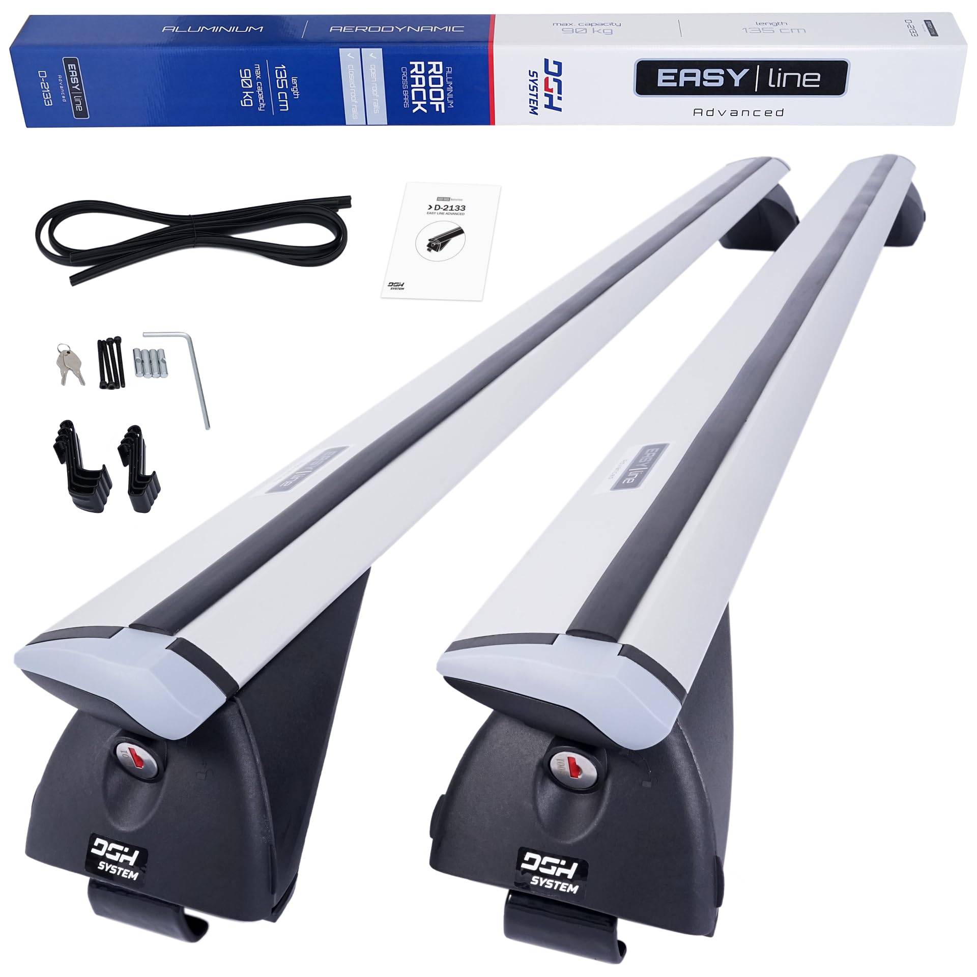 DGH SYSTEM Kompletter Aluminium-Dachträger Relingträger Easy Line Advanced 135 cm kompatibel mit Genesis GV70 SUV 2022- mit geschlossener Dachreling, abschließbar, Nutzlast 90 kg DGH SYSTEM Kompletter Aluminium-Dachträger Relingträger Easy Line Advanced 135 cm kompatibel mit Genesis GV70 SUV 2022- mit geschlossener Dachreling, abschließbar, Nutzlast 90 kg von DGH System