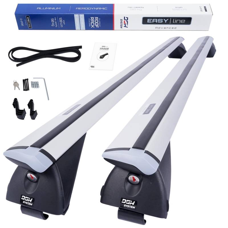 DGH SYSTEM Kompletter Aluminium-Dachträger Relingträger Easy Line Advanced 120 cm kompatibel mit BMW 2er F45 Active Tourer MPV 2014-2021 mit geschlossener Dachreling, abschließbar, Nutzlast 90 kg von DGH System