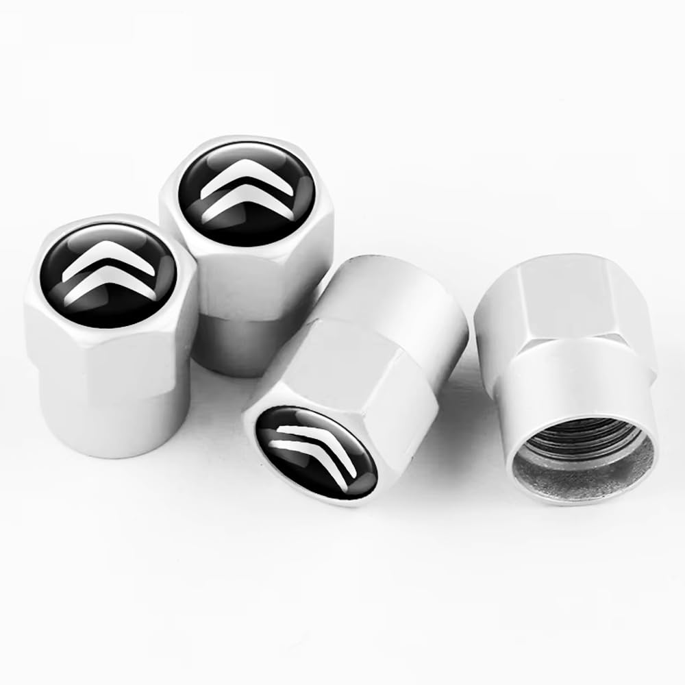 4 STK Reifenventilkappen für Citroen C1 C2 C3 Grand C4 Picasso C4L VTS C-Elysee DS, Alu Ventilabdeckung Korrosionsbeständig Auto Luftdichte Dichtung Staubschutz Kappen,A-Silver 4 STK Reifenventilkappen für Citroen C1 C2 C3 Grand C4 Picasso C4L VTS C-Elysee DS, Alu Ventilabdeckung Korrosionsbeständig Auto Luftdichte Dichtung Staubschutz Kappen,A-Silver von DGHJJ
