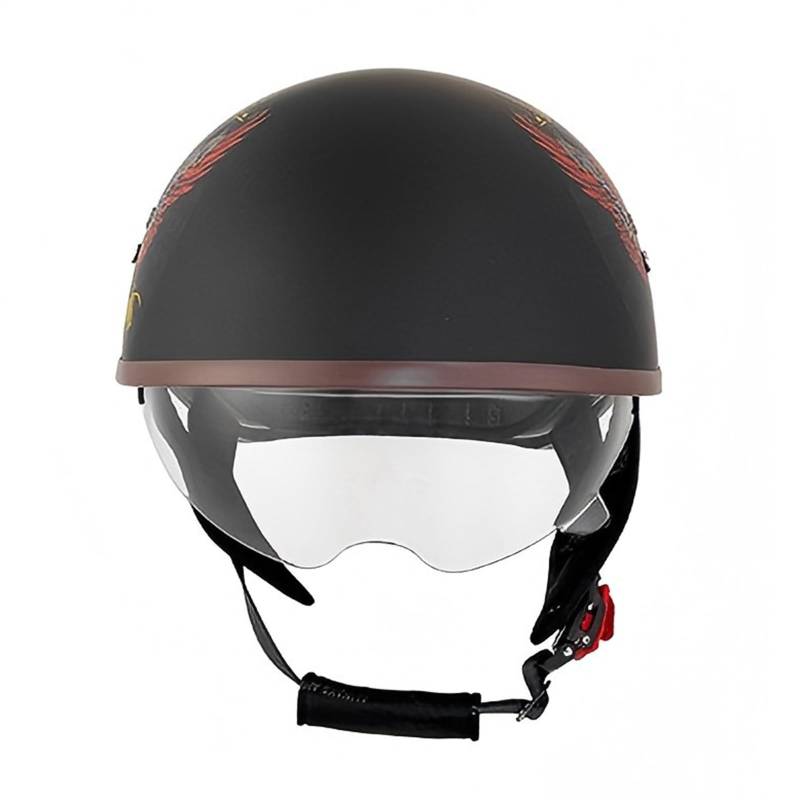 Motorrad-Halbhelm,Moped-Straßenhelm Für Erwachsene,Jethelme,Verstecktes Endoskop,Retro-Jethelm Für Erwachsene,Männer Und Frauen C,M von DGHKB