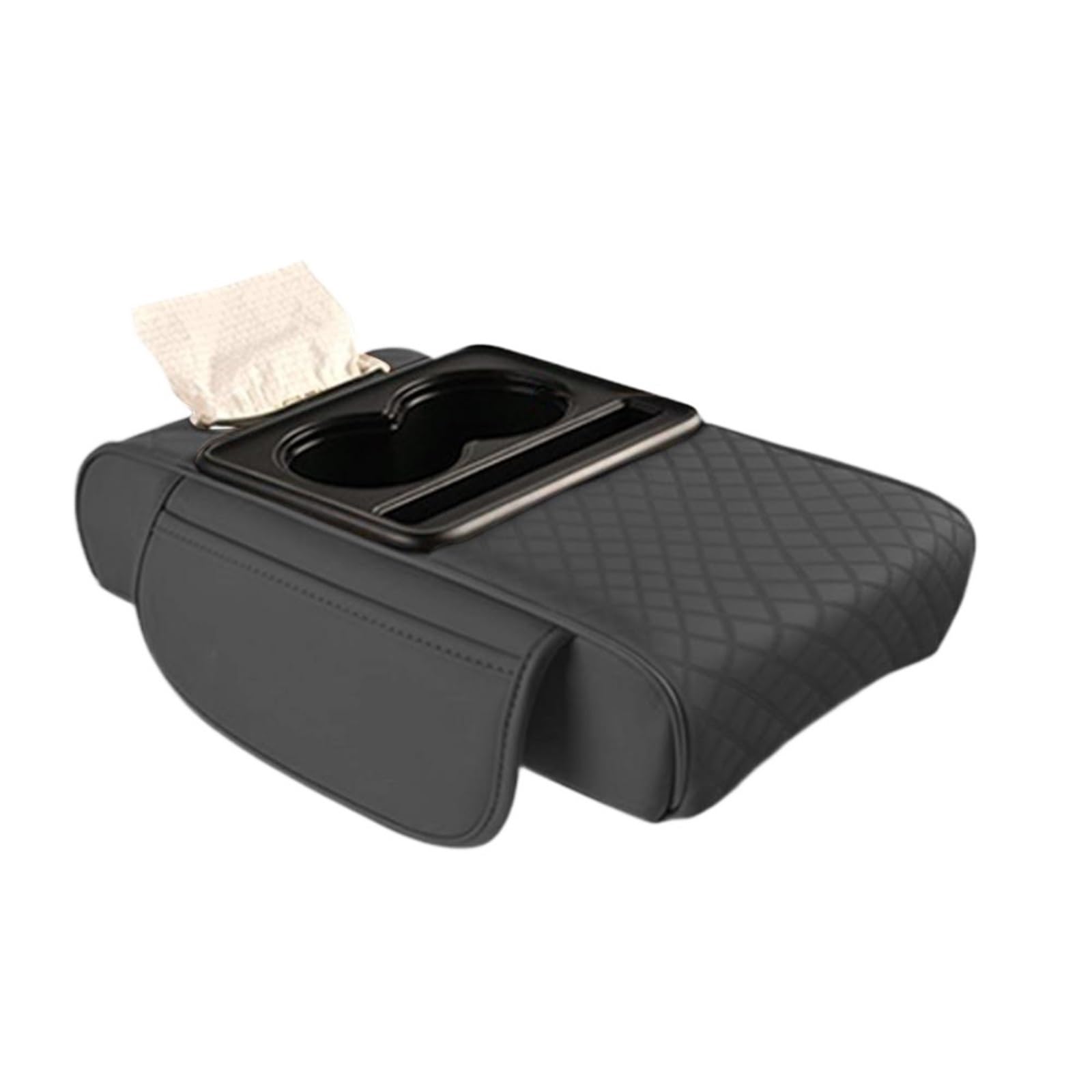 Armlehne Box Armlehnenbox-Erhöhungskissen Fürs Auto Mit Getränkehalter, Taschentuchbox, Seitliche Aufbewahrungstasche Für Das Armhöhenpolster Im Autoinnenraum MittelArmlehnen(Gray) von DGOINGPI