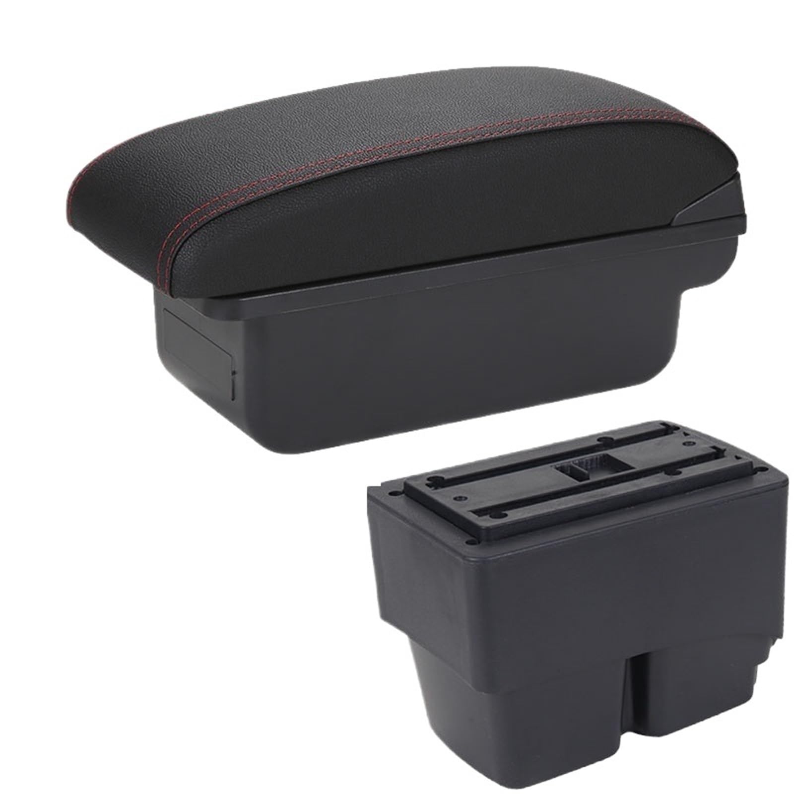 Armlehne Box Armlehnenbox Passend Für Ford Fiesta MK7 Autoarmlehne 2009-2017 Aufbewahrungsbox Innendetails Zubehör Einfache Installation MittelArmlehnen(C1 Black red NO USB) von DGOINGPI