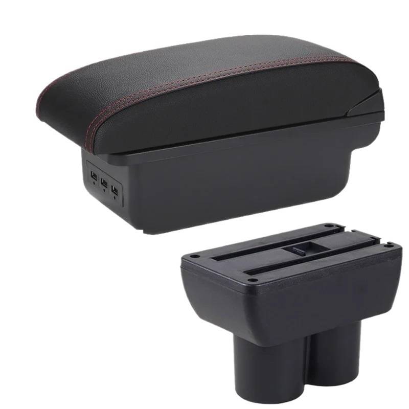Armlehne Box Armlehnenbox Passend Für Suzuki Jimny JB23 JB43 Autoarmlehne 1999-2017 Nachrüstteile Armaufbewahrungsbox Autozubehör MittelArmlehnen(B1 Black red 3USB) von DGOINGPI