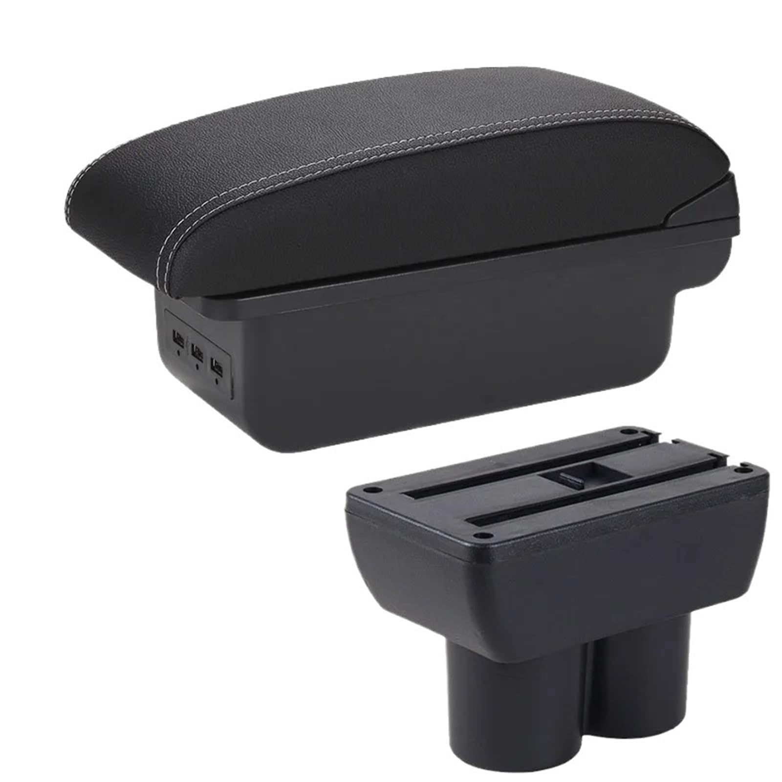 Armlehne Box Armlehnenbox Passend Für Suzuki Jimny JB23 JB43 Autoarmlehne 1999-2017 Nachrüstteile Armaufbewahrungsbox Autozubehör MittelArmlehnen(B3 Black white 3USB) von DGOINGPI