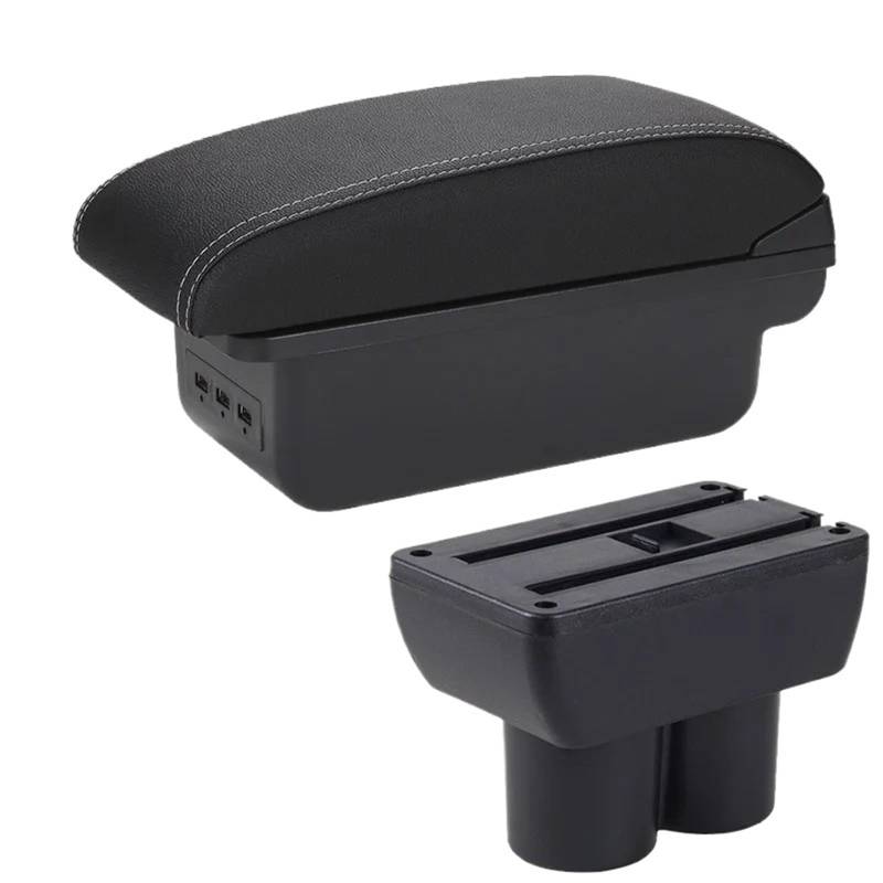 Armlehne Box Armlehnenbox Passend Für Suzuki Jimny JB23 JB43 Autoarmlehne 1999-2017 Nachrüstteile Armaufbewahrungsbox Autozubehör MittelArmlehnen(B3 Black white 3USB) von DGOINGPI