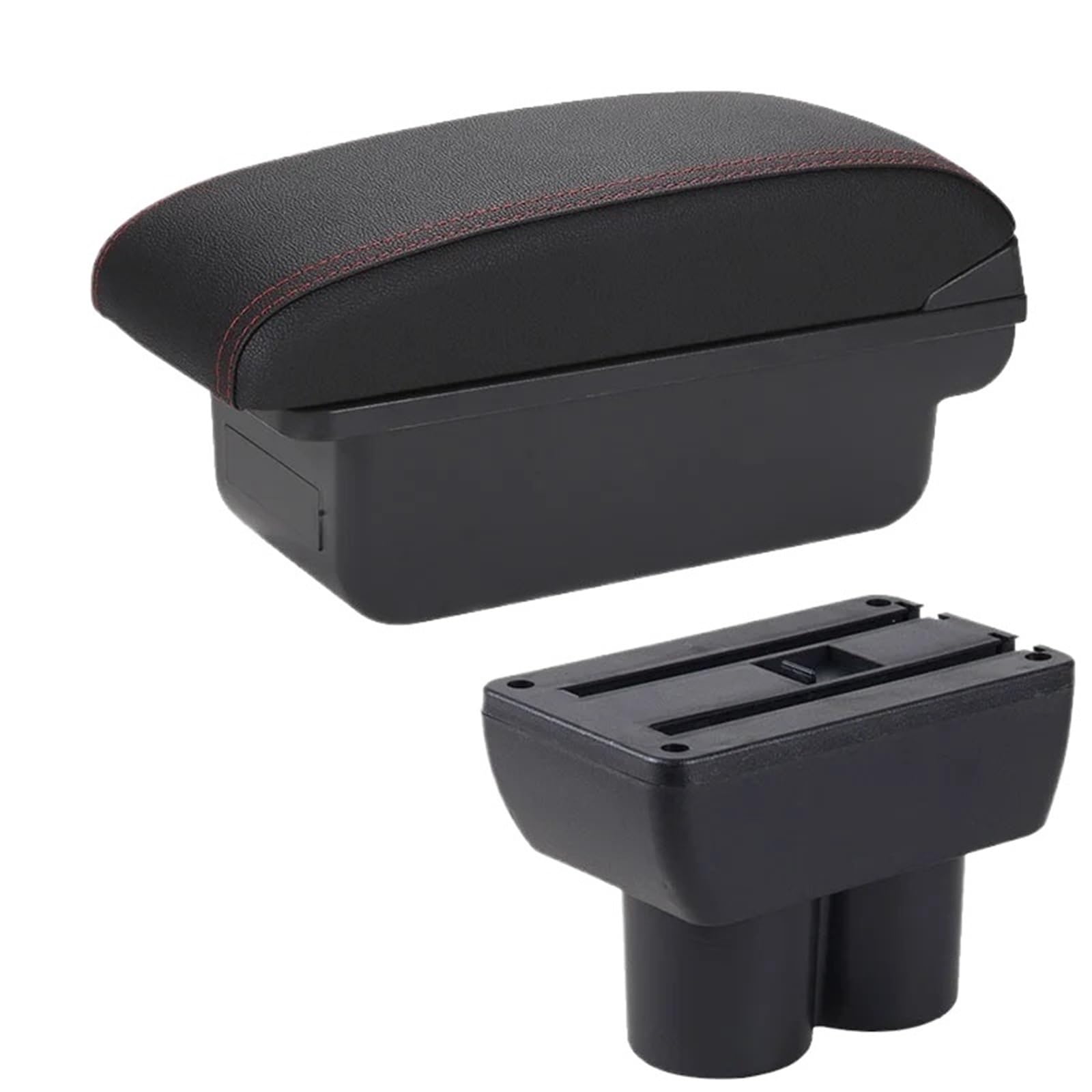 Armlehne Box Armlehnenbox Passend Für Suzuki Jimny JB23 JB43 Autoarmlehne 1999-2017 Nachrüstteile Armaufbewahrungsbox Autozubehör MittelArmlehnen(C1 Black red NO USB) von DGOINGPI