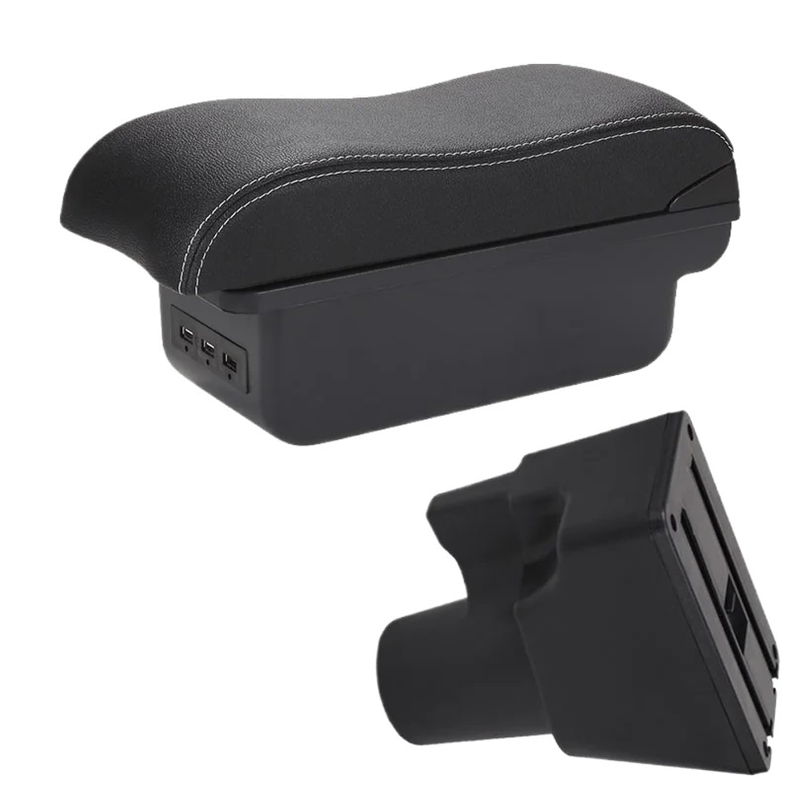 Armlehne Box Armlehnenbox Passend für Kia Picanto 3 X-Line Autoarmlehne Gebogene Oberfläche Leder Einfache Installation Aufbewahrungsbox Innenraum MittelArmlehnen(B3 Black white 3USB) von DGOINGPI
