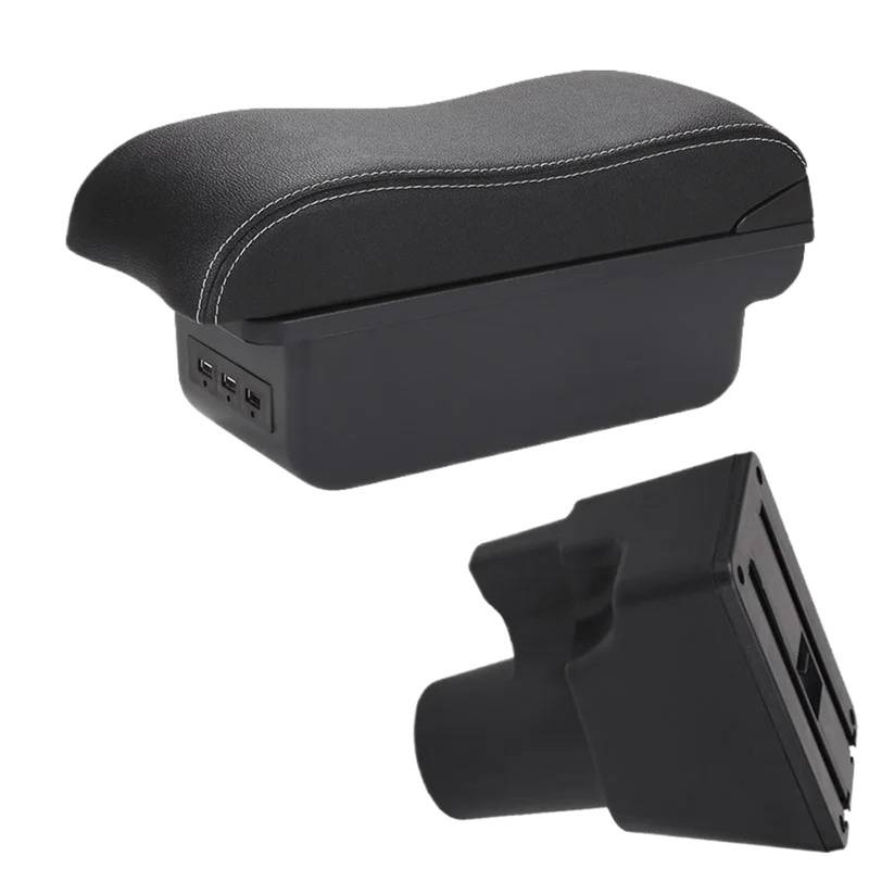 Armlehne Box Armlehnenbox Passend für Kia Picanto 3 X-Line Autoarmlehne Gebogene Oberfläche Leder Einfache Installation Aufbewahrungsbox Innenraum MittelArmlehnen(B3 Black white 3USB) von DGOINGPI