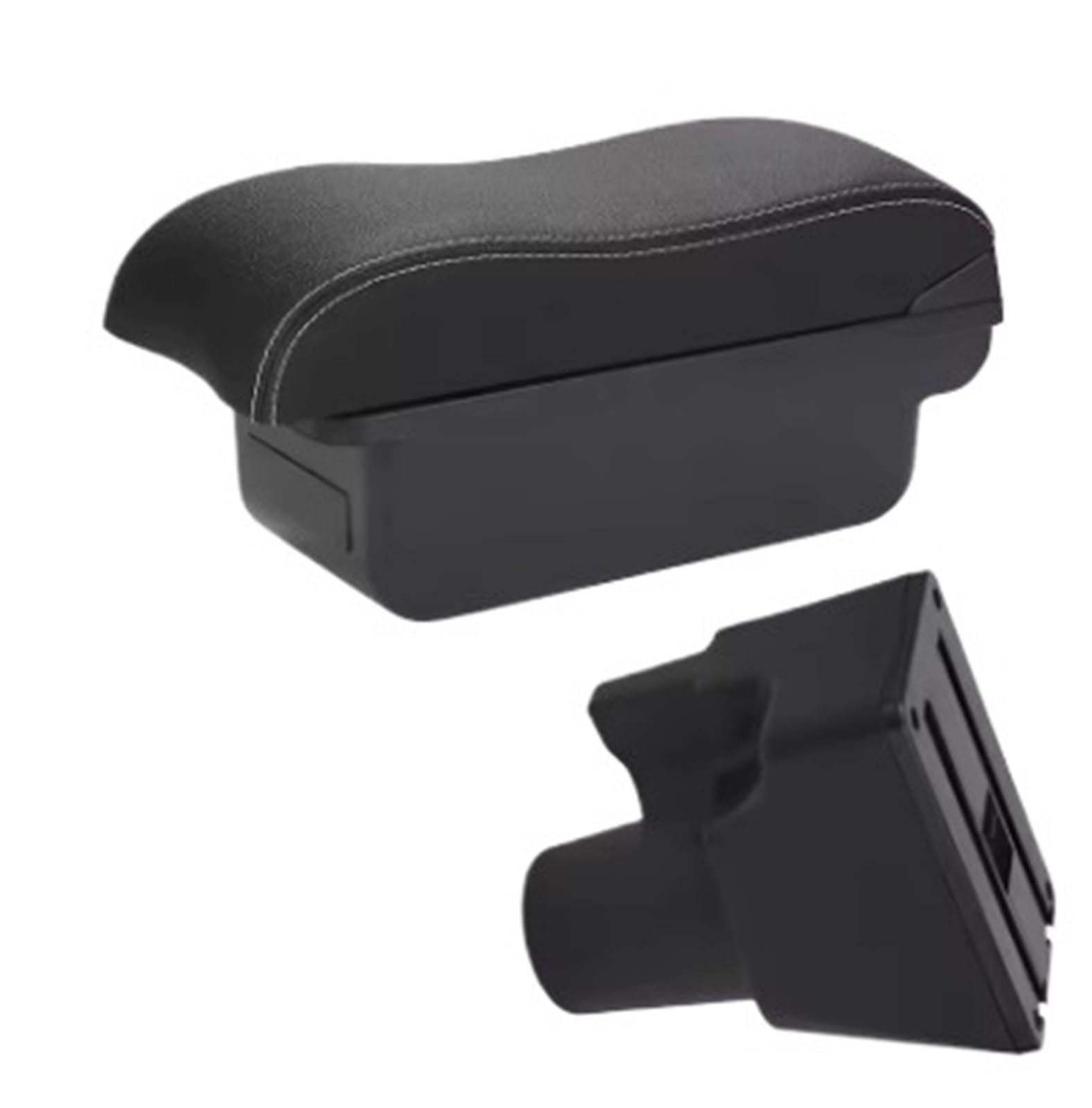 Armlehne Box Armlehnenbox Passend für Kia Picanto 3 X-Line Autoarmlehne Gebogene Oberfläche Leder Einfache Installation Aufbewahrungsbox Innenraum MittelArmlehnen(C3 Black white NOUSB) von DGOINGPI
