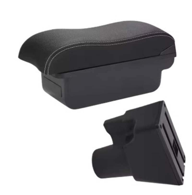 Armlehne Box Armlehnenbox Passend für Kia Picanto 3 X-Line Autoarmlehne Gebogene Oberfläche Leder Einfache Installation Aufbewahrungsbox Innenraum MittelArmlehnen(C3 Black white NOUSB) von DGOINGPI