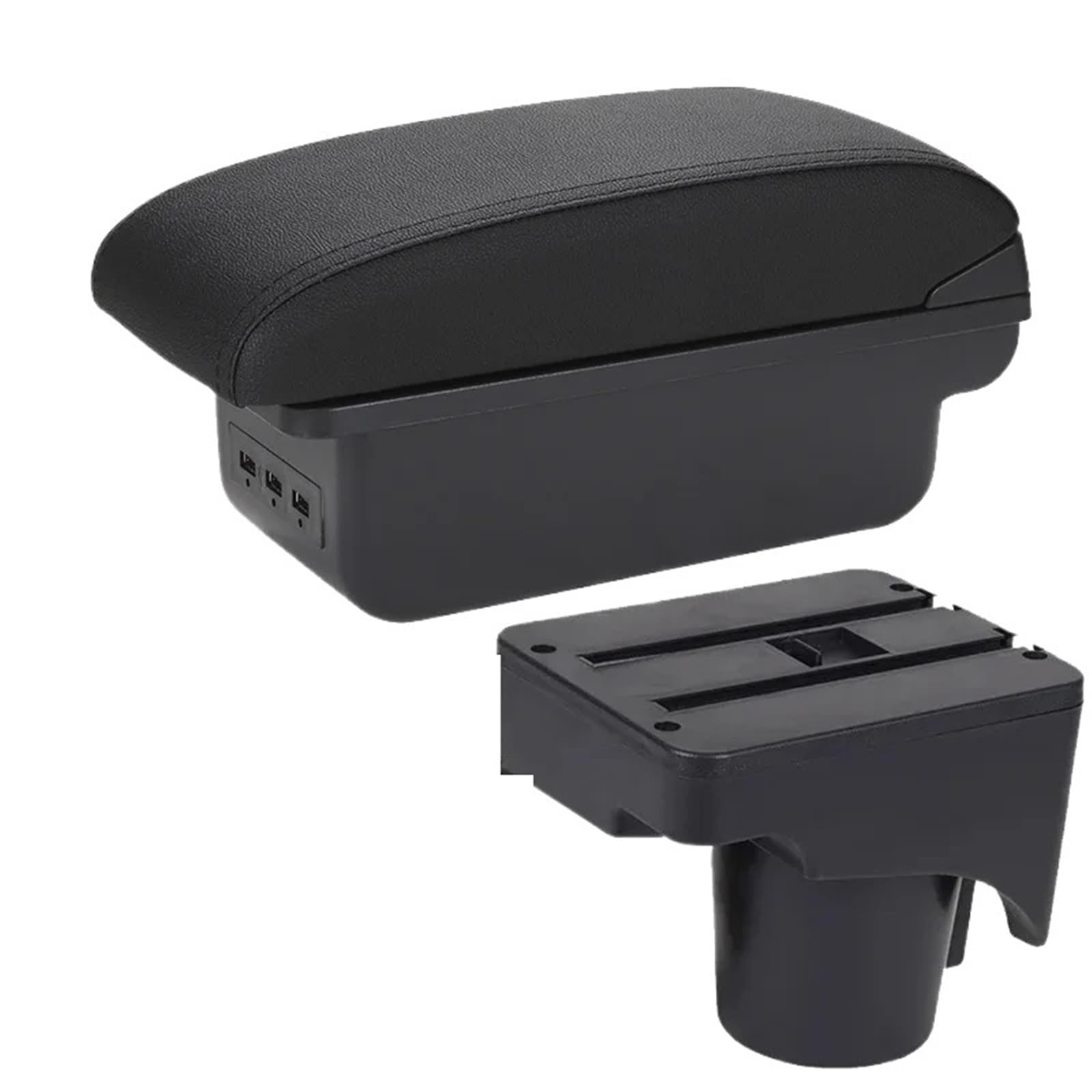 Armlehne Box Armlehnenbox passend für VW Golf 6 Golf 5 Mk6 MK5 Jetta 5 Autoarmlehne passend für VW Sagitar Aufbewahrungsbox Innenraum MittelArmlehnen(B2 Black line 3USB) von DGOINGPI