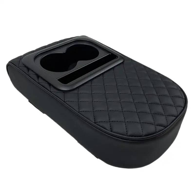 Armlehne Box Armlehnenkissen Für Die Mittelkonsole Des Autos Mit 2 Getränkehaltern, Leder-Armlehnenpolster, Höhenpolster, Automatische Armlehnenabdeckung, Höhenpolster MittelArmlehnen(Grid B) von DGOINGPI