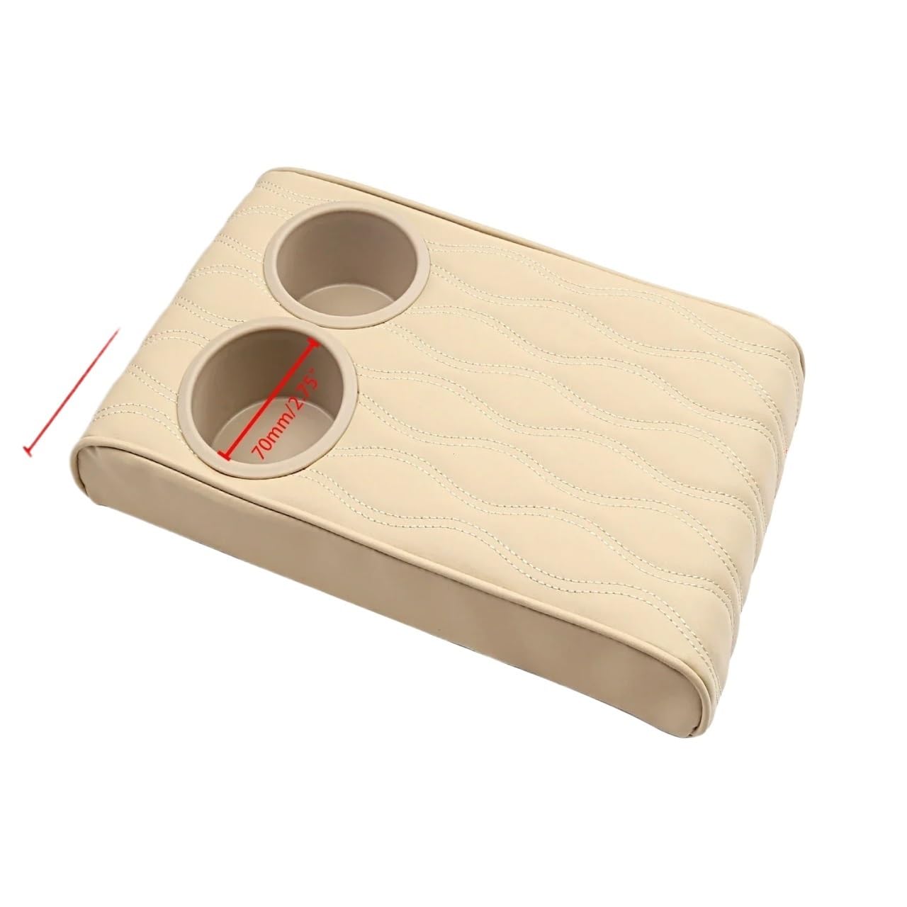 Armlehne Box Armlehnenkissen Für Die Mittelkonsole Im Auto, Weiches, Bequemes Memory-Schaum-Kissen Mit 2 Getränkehaltern, Universell Für Die Meisten Autos MittelArmlehnen(Beige S) von DGOINGPI