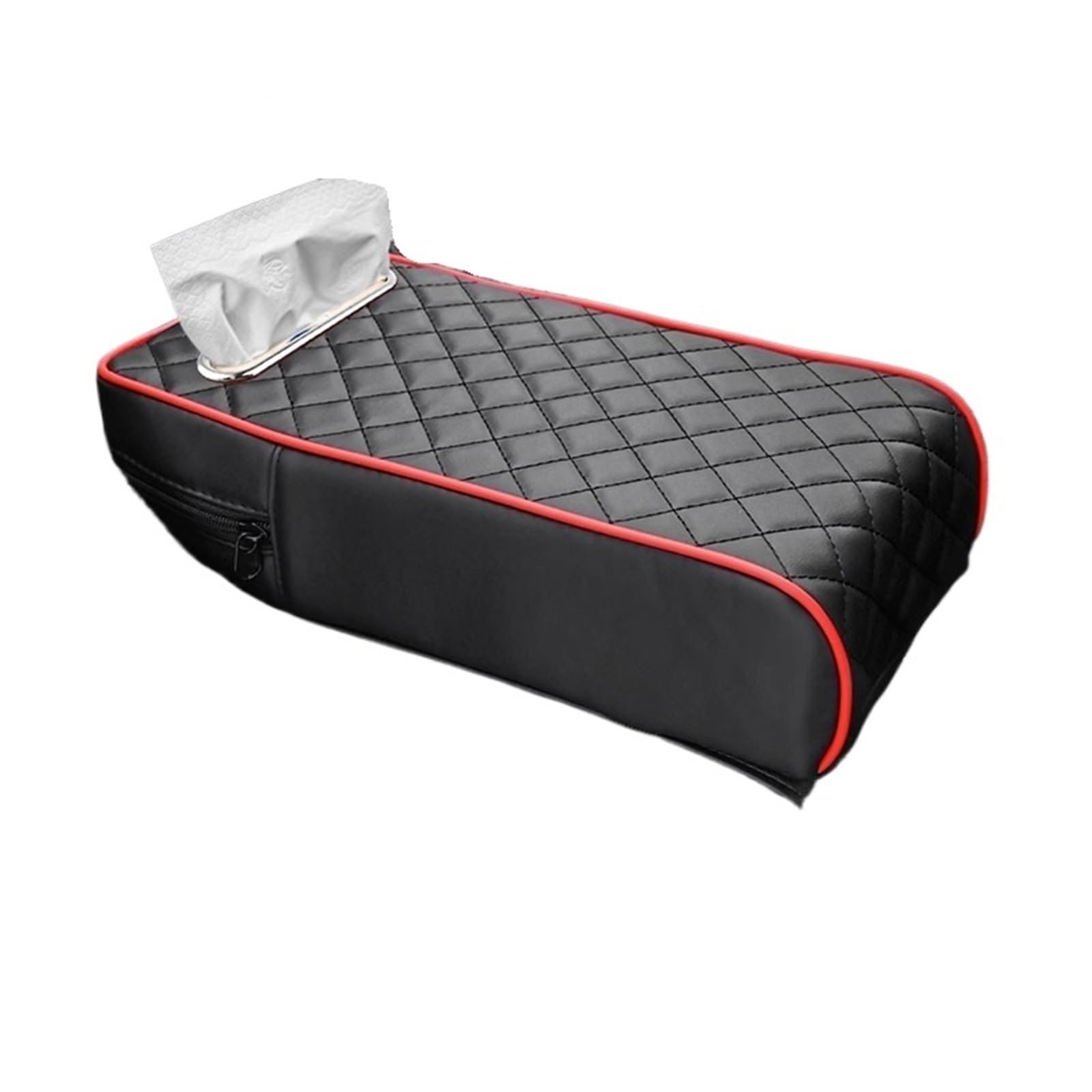 Armlehne Box Auto-Armlehnenbezug mit Gewebeaufbewahrung, Memory Foam-Höhenpolster, universelle Auto-Armlehnen-Schutzkissenunterstützung MittelArmlehnen(Box Pad Black Red) von DGOINGPI