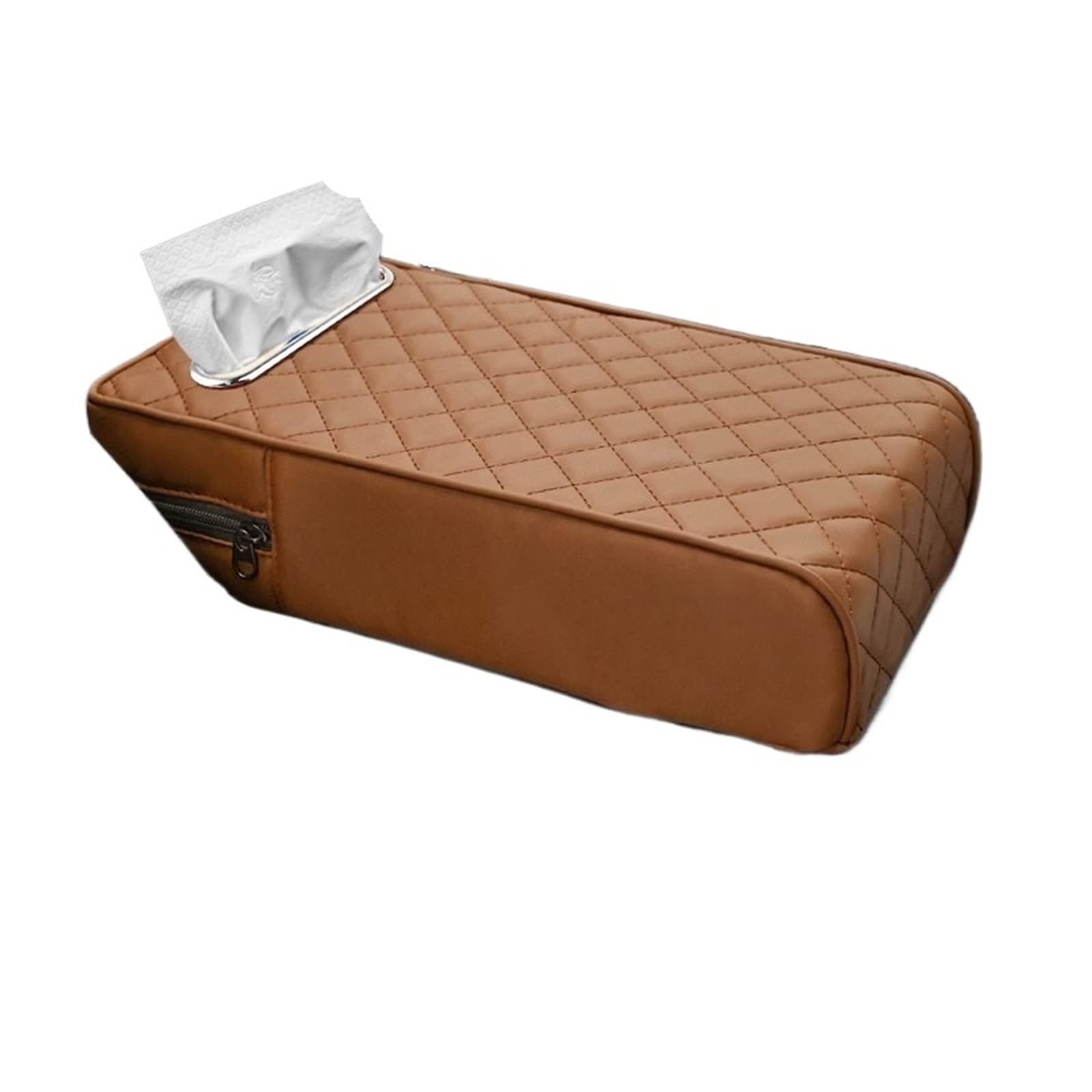 Armlehne Box Auto-Armlehnenbezug mit Gewebeaufbewahrung, Memory Foam-Höhenpolster, universelle Auto-Armlehnen-Schutzkissenunterstützung MittelArmlehnen(Cushion Saddle Brown) von DGOINGPI
