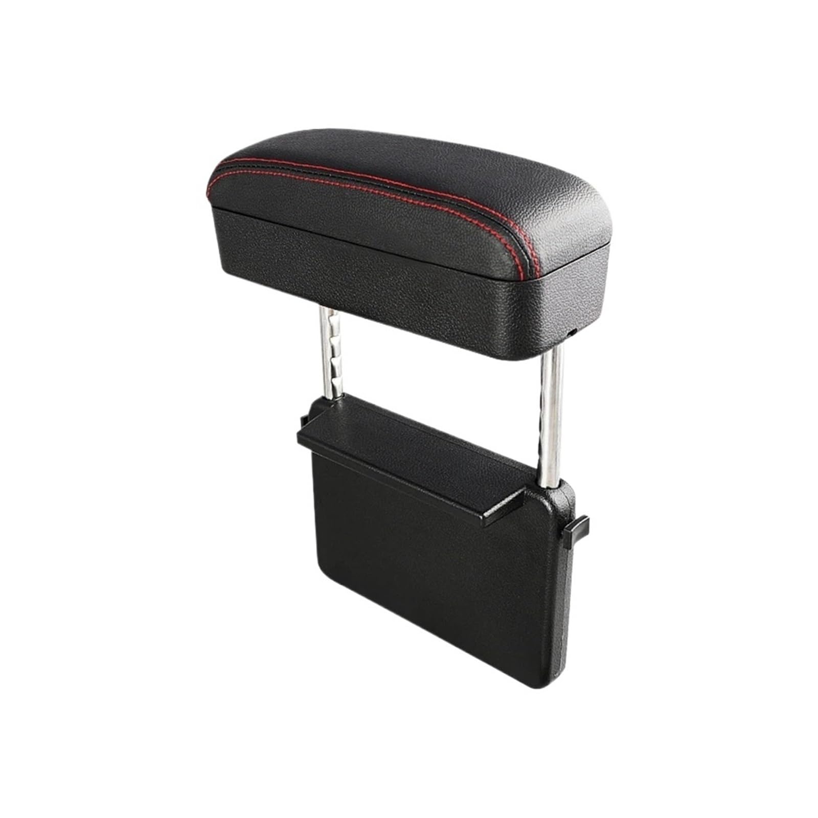 Armlehne Box Auto-Armlehnenbox, Sitznaht-Aufbewahrungsbox, PU-Leder-Ellenbogenstützpolster, Höhenverstellbar, Auto-Universal-Armlehnenbox-Organizer MittelArmlehnen(Black red) von DGOINGPI