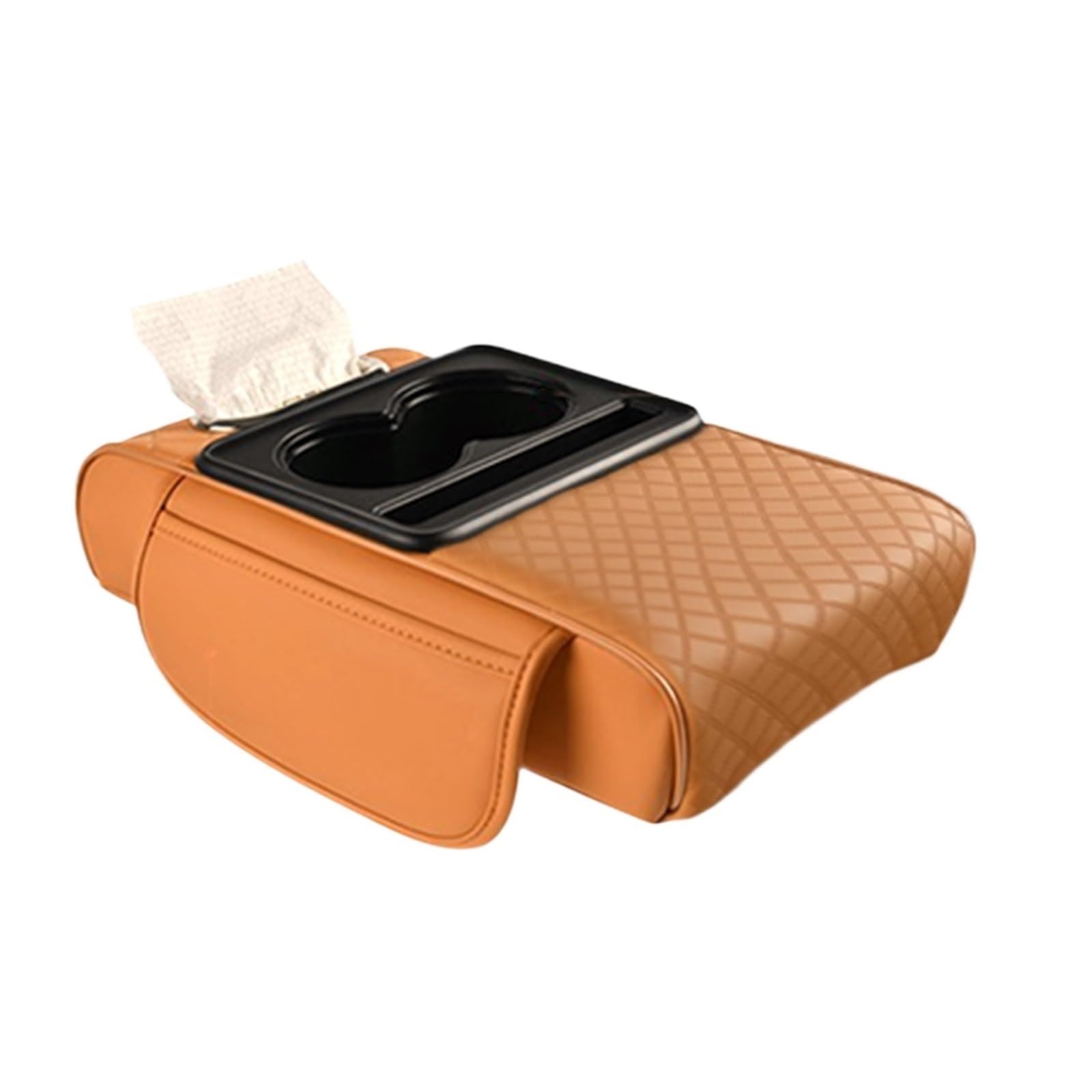 Armlehne Box Auto-Armlehnenbox-Erhöhungskissen Mit Getränkehalter, Taschentuchbox, Seitliche Aufbewahrungstasche, Auto-Innenraum-Armlehnenhöhenpolster MittelArmlehnen(Orange color) von DGOINGPI