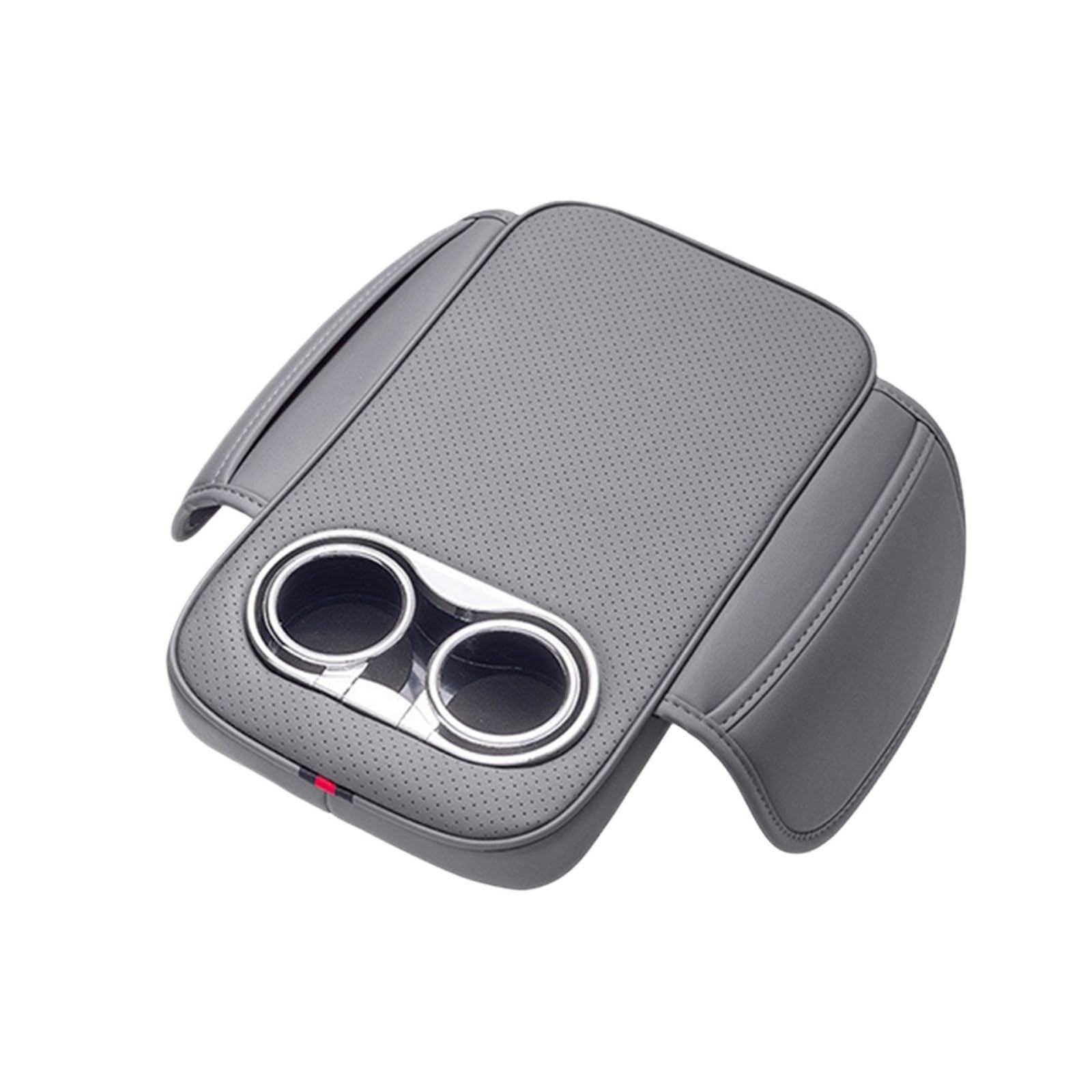 Armlehne Box Auto-Armlehnenkissen mit 2 Getränkehaltern und Seitentasche, PU-Leder, Höhenpolster für die Auto-Mittelkonsole MittelArmlehnen(GRAY) von DGOINGPI