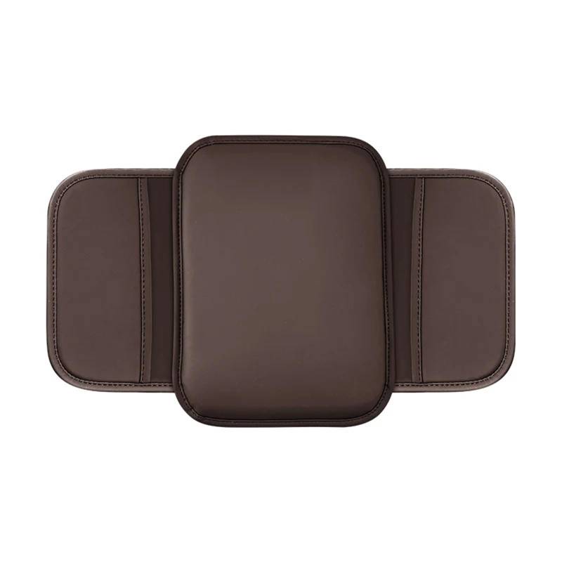 Armlehne Box Auto-Mittelkonsolen-Schutzabdeckung, Armlehnenbox-Kissen, Armlehnenmatte mit seitlicher Aufbewahrungstasche, PU-Leder, Autozubehör MittelArmlehnen(Brown) von DGOINGPI
