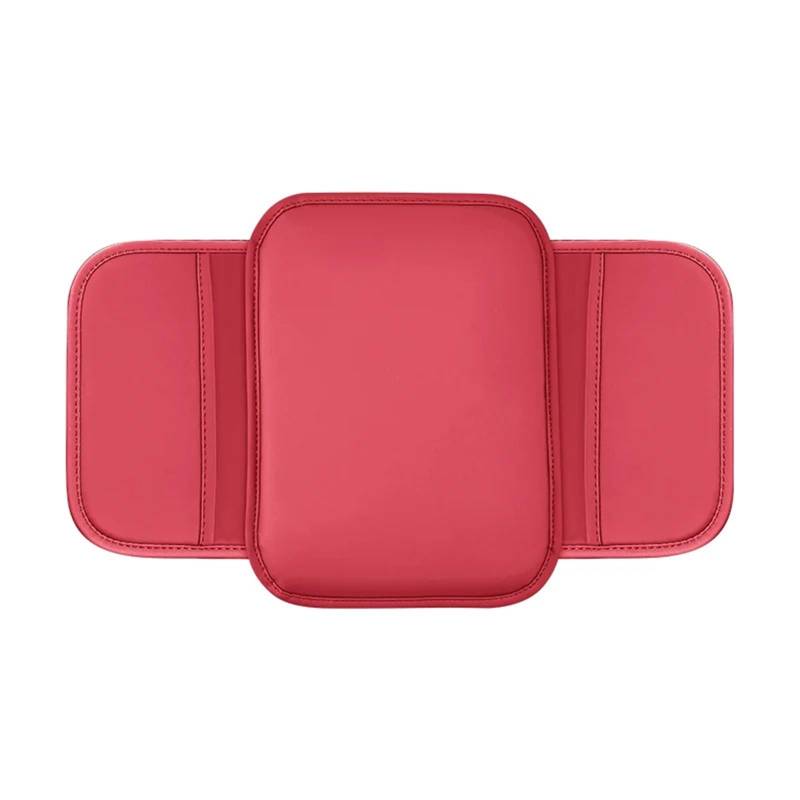 Armlehne Box Auto-Mittelkonsolen-Schutzabdeckung, Armlehnenbox-Kissen, Armlehnenmatte mit seitlicher Aufbewahrungstasche, PU-Leder, Autozubehör MittelArmlehnen(Red) von DGOINGPI