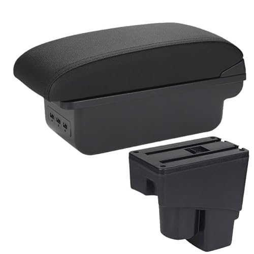 Armlehne Box Fit Für Honda Jazz Armlehne Box Auto Armlehne 2003-2007 Arm Lagerung Box Auto Zubehör MittelArmlehnen(B2 Black line 3USB) von DGOINGPI