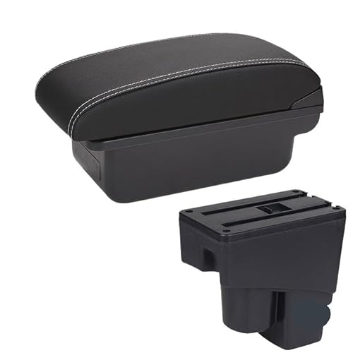 Armlehne Box Fit Für Honda Jazz Armlehne Box Auto Armlehne 2003-2007 Arm Lagerung Box Auto Zubehör MittelArmlehnen(C3 Black white NOUSB) von DGOINGPI