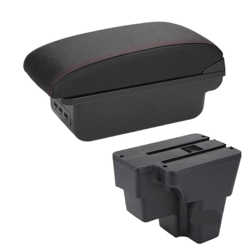 Armlehne Box Passend für KIA RIO STONIC KIA Rio Lx Cerato Armlehnenbox Autoarmlehne Nachrüstteil Aufbewahrungsbox Autozubehör MittelArmlehnen(B1 Black red 3USB) von DGOINGPI