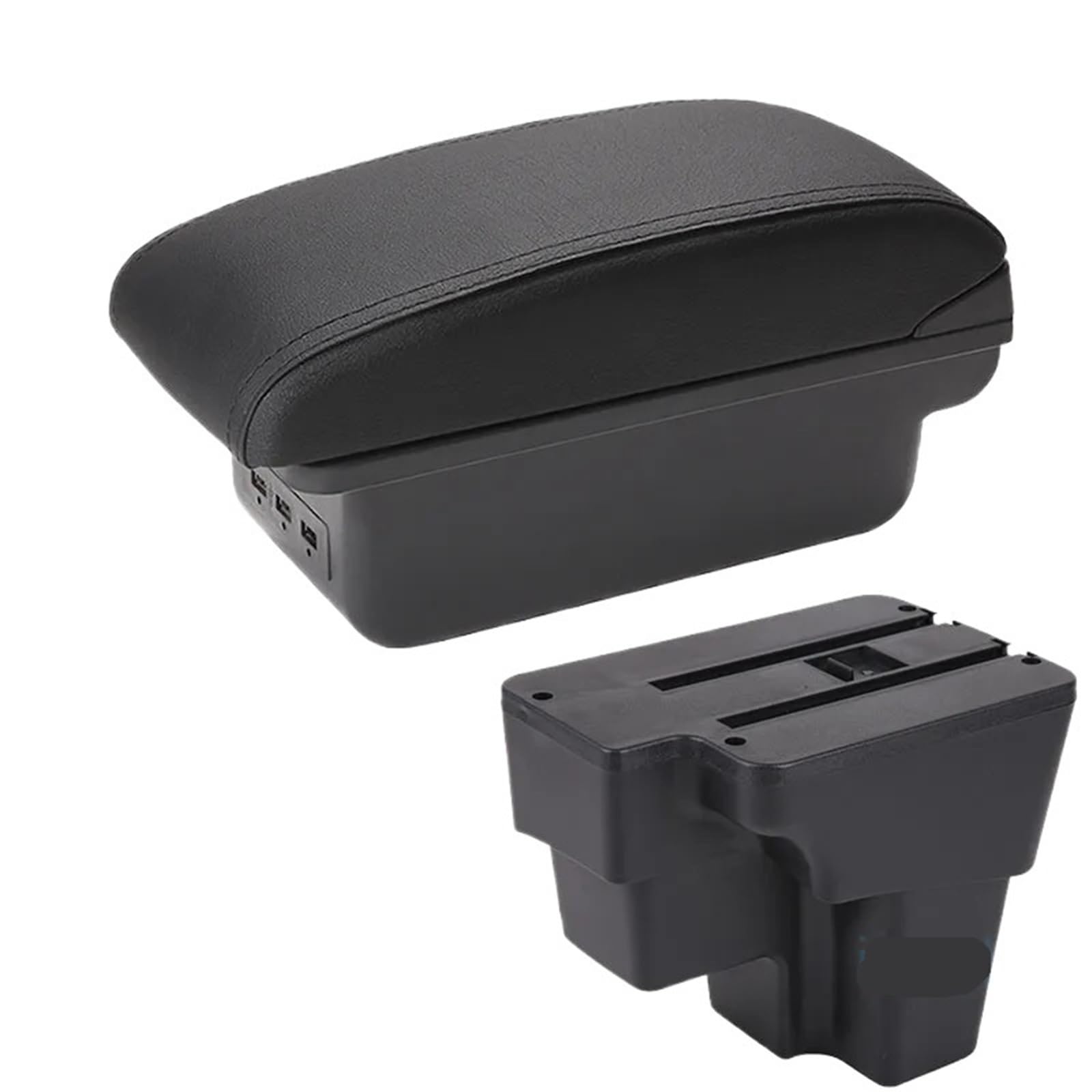 Armlehne Box Passend für KIA RIO STONIC KIA Rio Lx Cerato Armlehnenbox Autoarmlehne Nachrüstteil Aufbewahrungsbox Autozubehör MittelArmlehnen(B2 Black line 3USB) von DGOINGPI