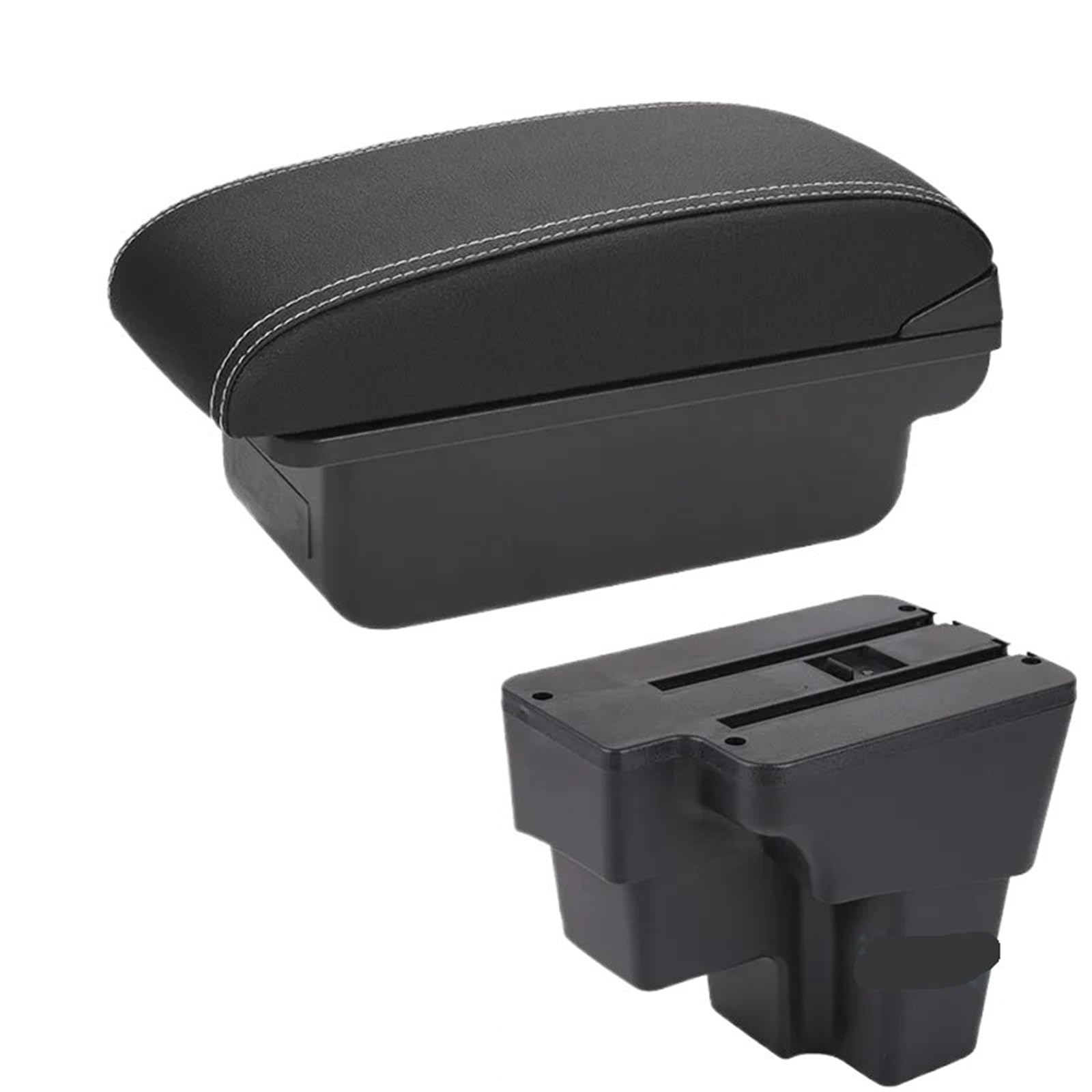 Armlehne Box Passend für KIA RIO STONIC KIA Rio Lx Cerato Armlehnenbox Autoarmlehne Nachrüstteil Aufbewahrungsbox Autozubehör MittelArmlehnen(C3 Black white NOUSB) von DGOINGPI