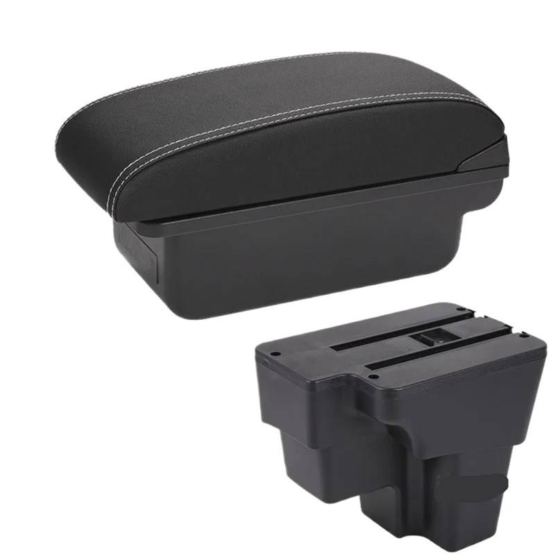 Armlehne Box Passend für KIA RIO STONIC KIA Rio Lx Cerato Armlehnenbox Autoarmlehne Nachrüstteil Aufbewahrungsbox Autozubehör MittelArmlehnen(C3 Black white NOUSB) von DGOINGPI