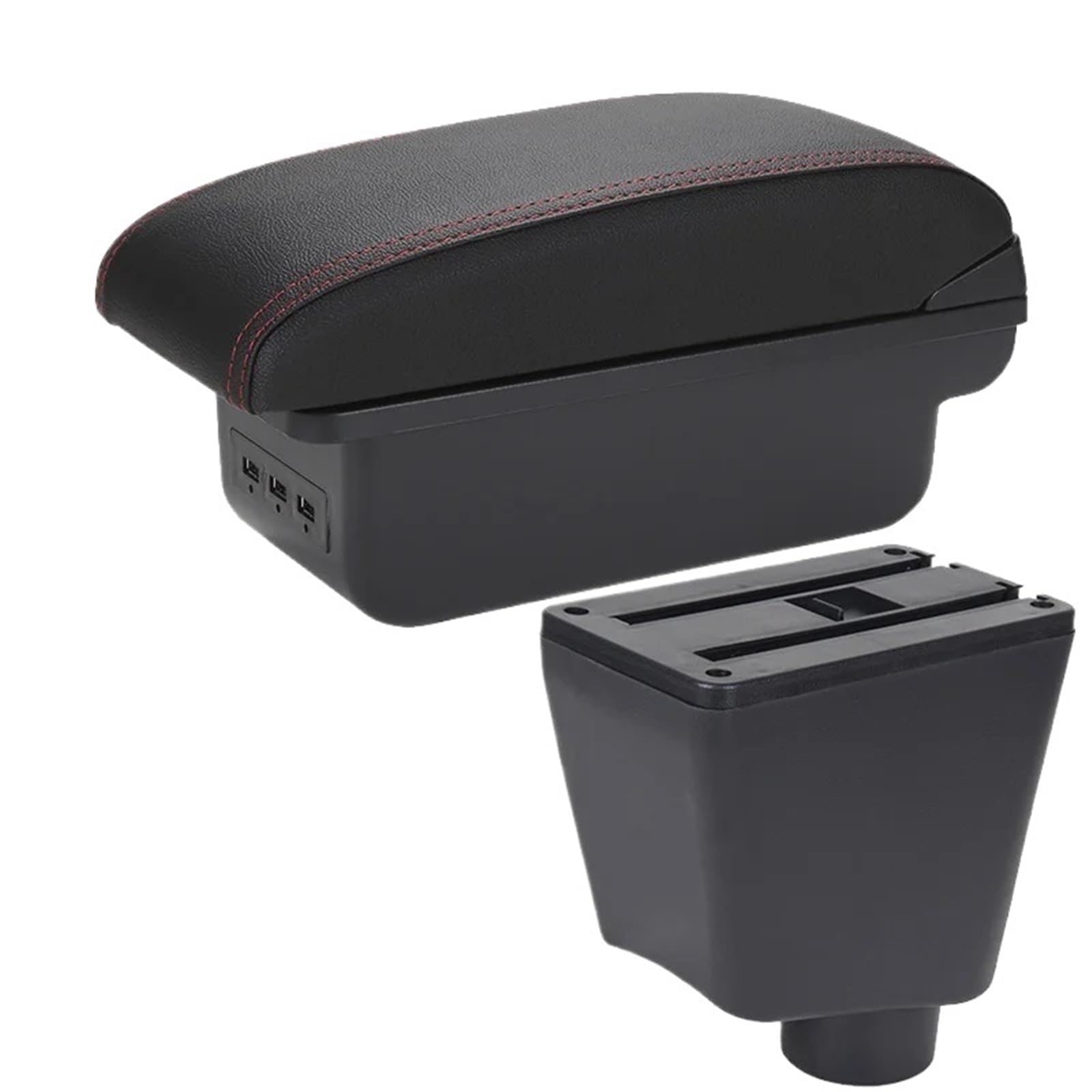 Armlehne Box Passend für Renault Clio 4 Clio 3 III IV Armlehne Auto Armlehnenbox Zubehör Aufbewahrungsteile Spezielle Innenausstattung Nachrüstung MittelArmlehnen(B1 Black red 3USB) von DGOINGPI