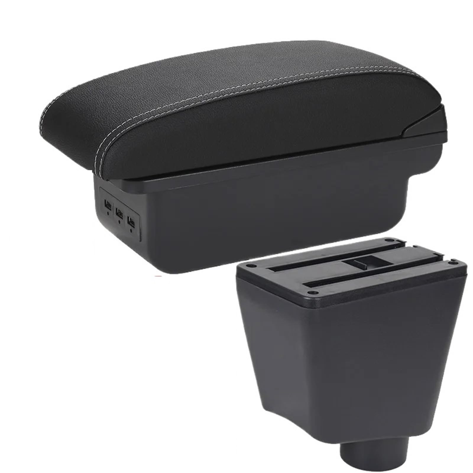 Armlehne Box Passend für Renault Clio 4 Clio 3 III IV Armlehne Auto Armlehnenbox Zubehör Aufbewahrungsteile Spezielle Innenausstattung Nachrüstung MittelArmlehnen(B3 Black white 3USB) von DGOINGPI
