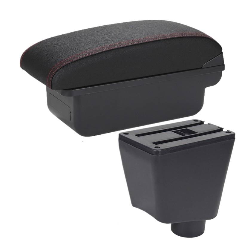 Armlehne Box Passend für Renault Clio 4 Clio 3 III IV Armlehne Auto Armlehnenbox Zubehör Aufbewahrungsteile Spezielle Innenausstattung Nachrüstung MittelArmlehnen(C1 Black red NO USB) von DGOINGPI