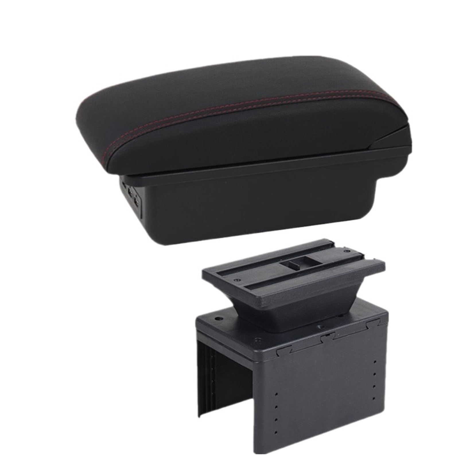 Armlehne Box Universal Auto Armlehne Box Universal Modell Armlehne Auto Zubehör Lagerung Box Nachrüstteile MittelArmlehnen(B1 Black red 3USB) von DGOINGPI
