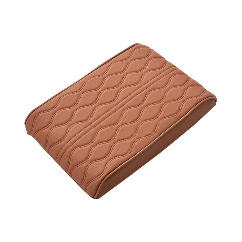 Armlehne Box Wellenstickerei PU-Leder Auto Armlehnenmatte Mittelkonsole Armlehne Schutzkissen Auto Aufbewahrungsbox Abdeckung Pad MittelArmlehnen(Brown) von DGOINGPI