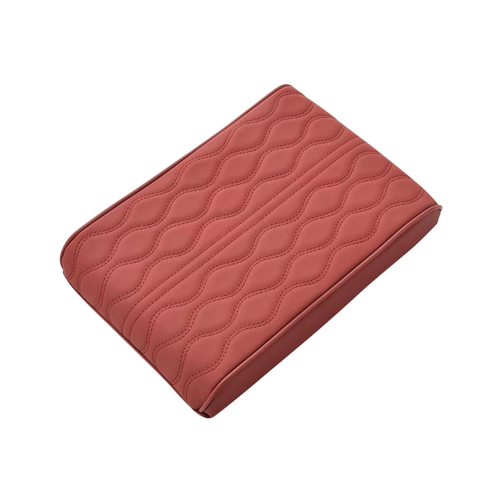 Armlehne Box Wellenstickerei PU-Leder Auto Armlehnenmatte Mittelkonsole Armlehne Schutzkissen Auto Aufbewahrungsbox Abdeckung Pad MittelArmlehnen(Wine Red) von DGOINGPI