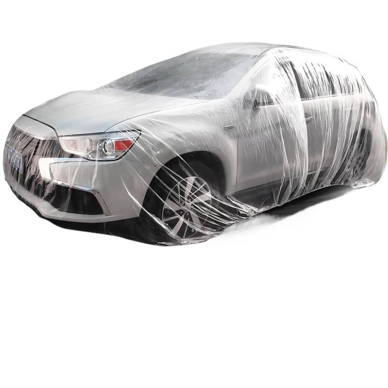Auto-Abdeckung 1-10PCS Einweg-Autoabdeckung Transparente Autoabdeckung Automantel und Autoabdeckung PE-Film Regenschutz(Transparent-XL,5PCS) von DGOINGPI