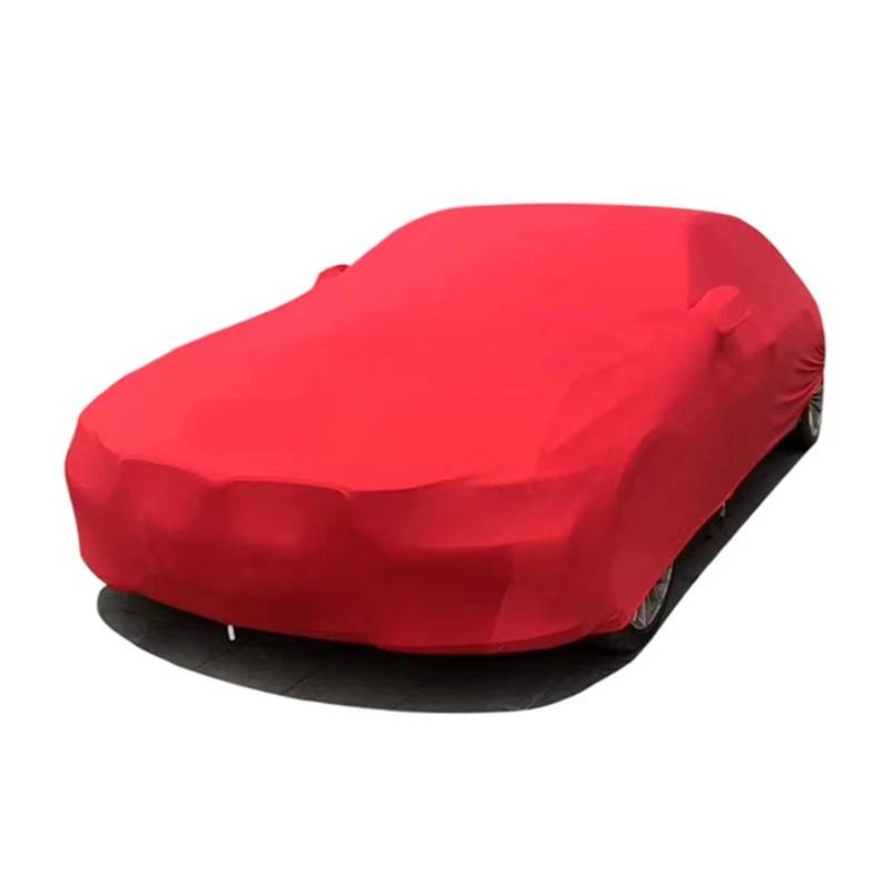 Auto-Abdeckung Universal-Stretch-Autoabdeckung, sonnendicht, Winddicht, staubdicht, Kratzfest, UV-Schutz für Sportwagen, Limousine, SUV(Sedan Size 4,Red) von DGOINGPI