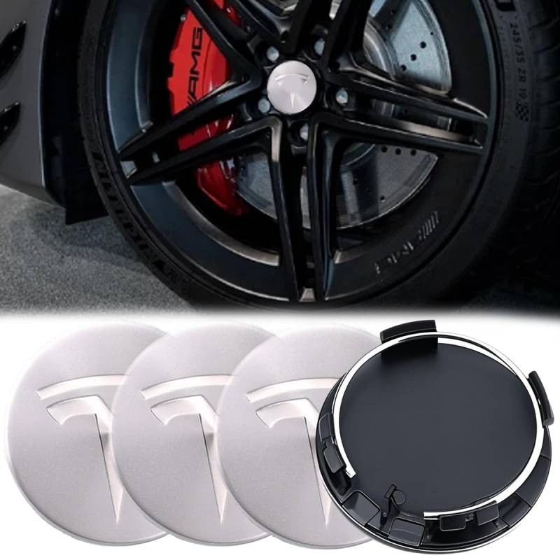 4 x 57mm Universal Schwarz Alufelgen Nabenkappen Felgen Kappen Felgendeckel Radkappen Radnabendeckel Nabendeckel Felgenkappen Silber von DGTSYAL
