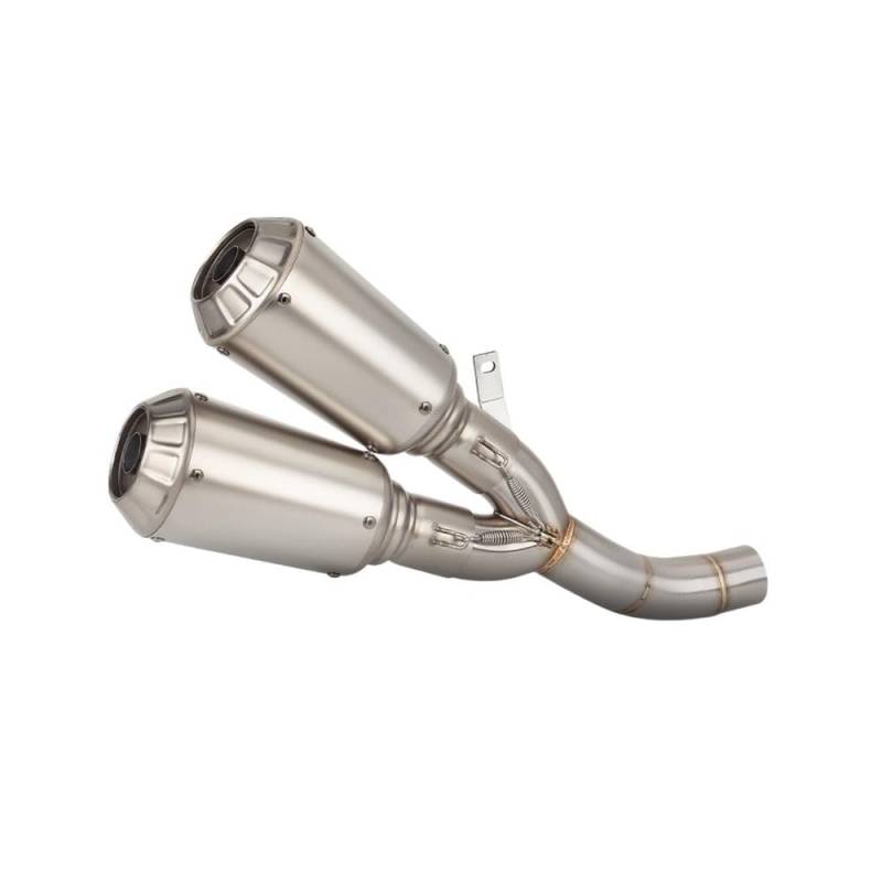 DHAEY Motorrad Auspuff Slip-On-Motorradauspuff Mit Doppeltem Ausgang, Mittleres Verbindungsrohr, Modifiziert Mit Zwei 51-mm-Schalldämpfern Für Scrambler 800(Color A) von DHAEY