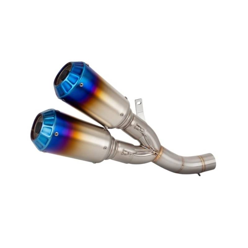 DHAEY Motorrad Auspuff Slip-On-Motorradauspuff Mit Doppeltem Ausgang, Mittleres Verbindungsrohr, Modifiziert Mit Zwei 51-mm-Schalldämpfern Für Scrambler 800(Color B) von DHAEY