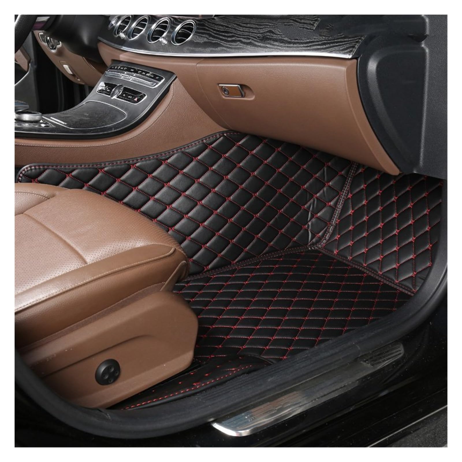 Automatten Auto Boden Matte Fuß Pad Innen Auto Zubehör Für Hyundai Für Tucson 2006 2007 2008 2009 2010 2011 2012 2013 2014 Fussmatten Auto(Copilot-Black Red) von DHDYJSA