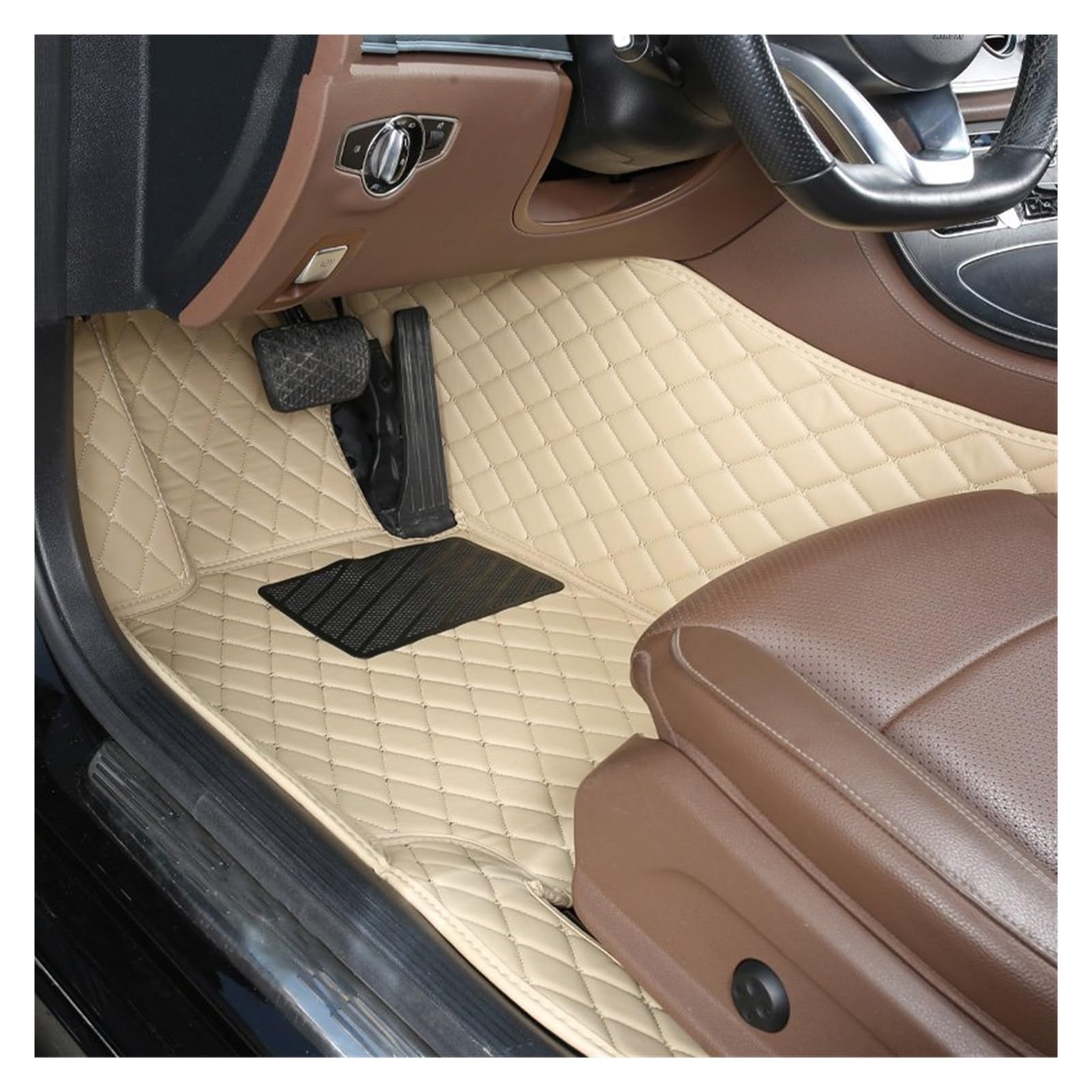 Automatten Auto Boden Matte Fuß Pad Innen Auto Zubehör Für Hyundai Für Tucson 2006 2007 2008 2009 2010 2011 2012 2013 2014 Fussmatten Auto(Driver-Beige) von DHDYJSA