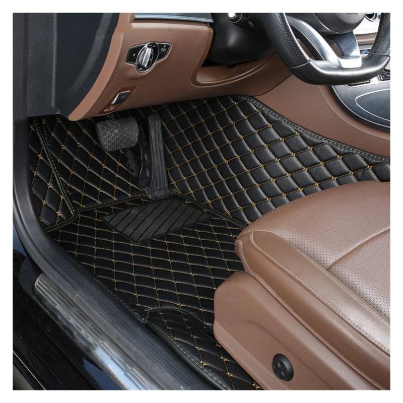 Automatten Auto Boden Matte Fuß Pad Innen Auto Zubehör Für Hyundai Für Tucson 2006 2007 2008 2009 2010 2011 2012 2013 2014 Fussmatten Auto(Driver-Black Gold) von DHDYJSA