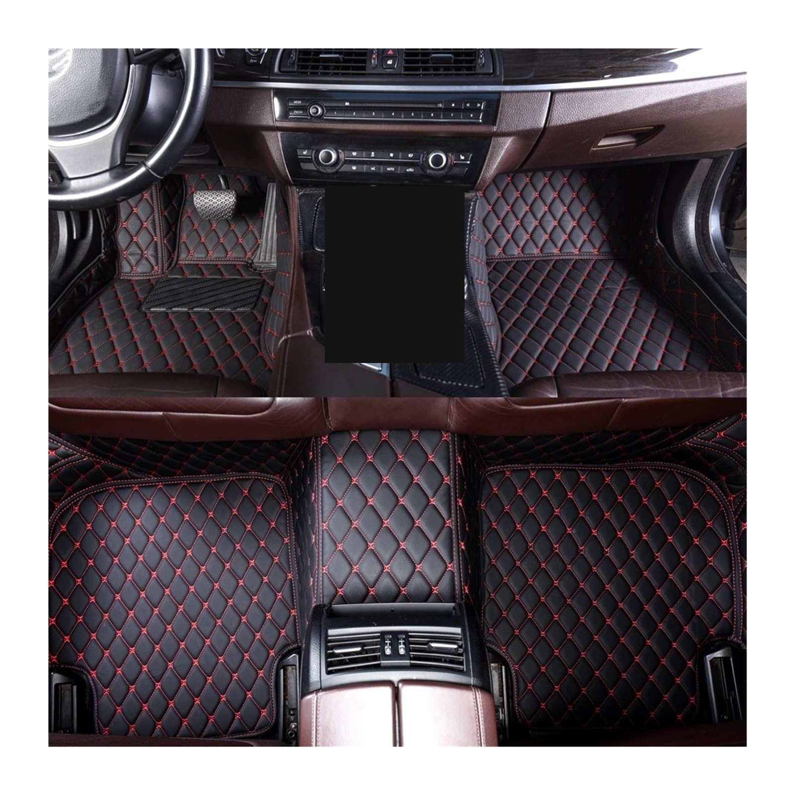 Automatten Auto Fußmatten Für Hyundai Für Santa Für Fe 2006 2007 2008 2009 Auto Innen Zubehör Leder Teppiche Teppiche Fuß Pads Fussmatten Auto(Black Red) von DHDYJSA