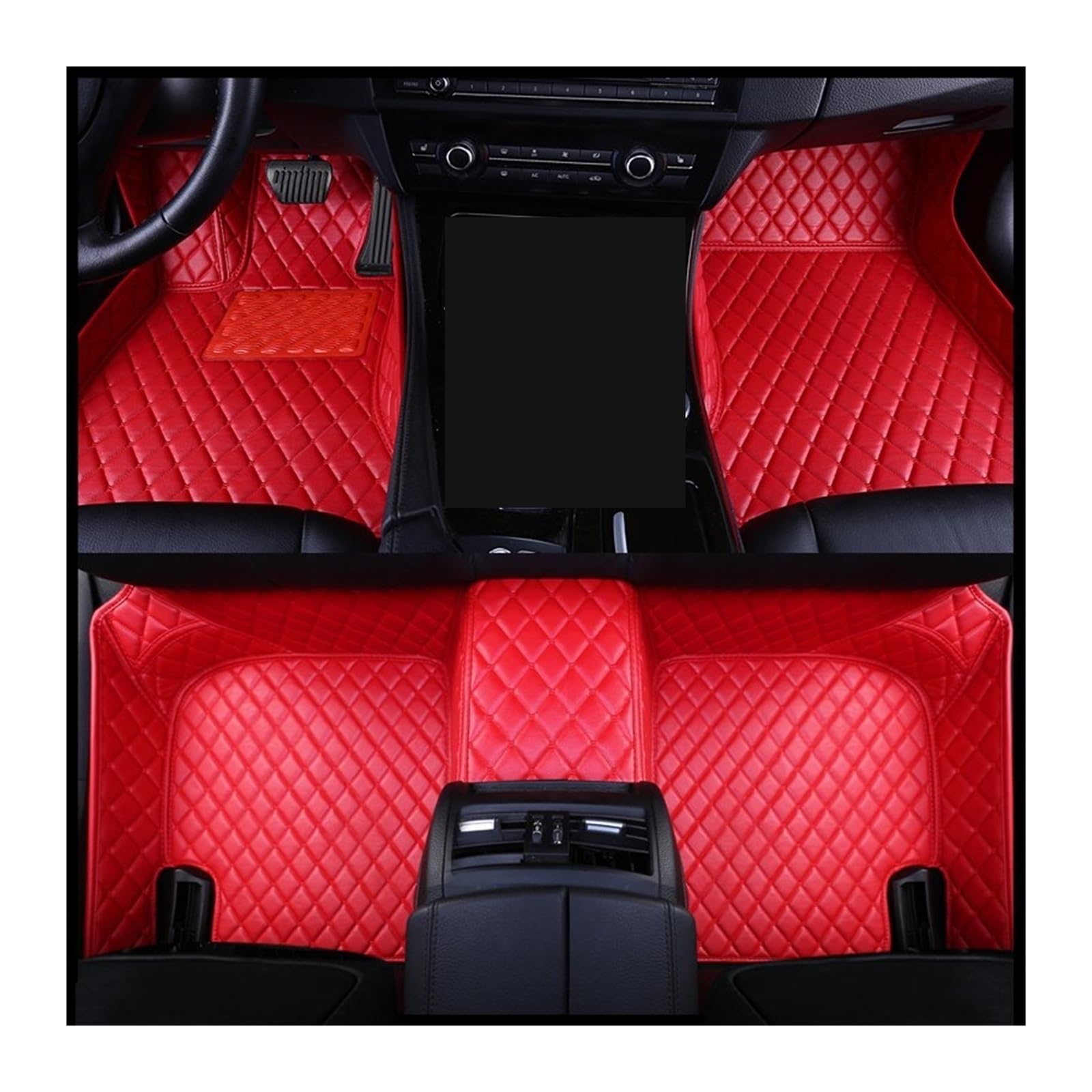 Automatten Auto Fußmatten Für Hyundai Für Santa Für Fe 2006 2007 2008 2009 Auto Innen Zubehör Leder Teppiche Teppiche Fuß Pads Fussmatten Auto(Red) von DHDYJSA
