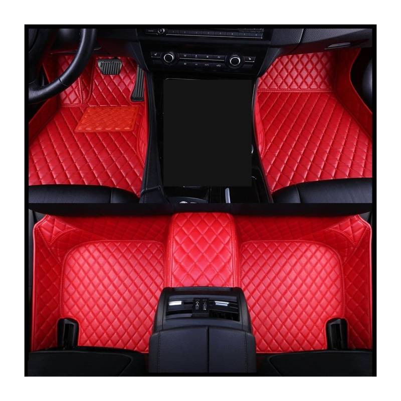 Automatten Auto Fußmatten Für Hyundai Für Santa Für Fe 2006 2007 2008 2009 Auto Innen Zubehör Leder Teppiche Teppiche Fuß Pads Fussmatten Auto(Red) von DHDYJSA
